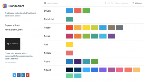 企業、SNSなどのブランドカラーリスト BrandColors