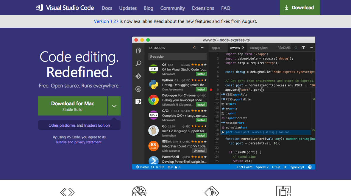 Microsoft社製 無料テキストエディタ Visual Studio Code