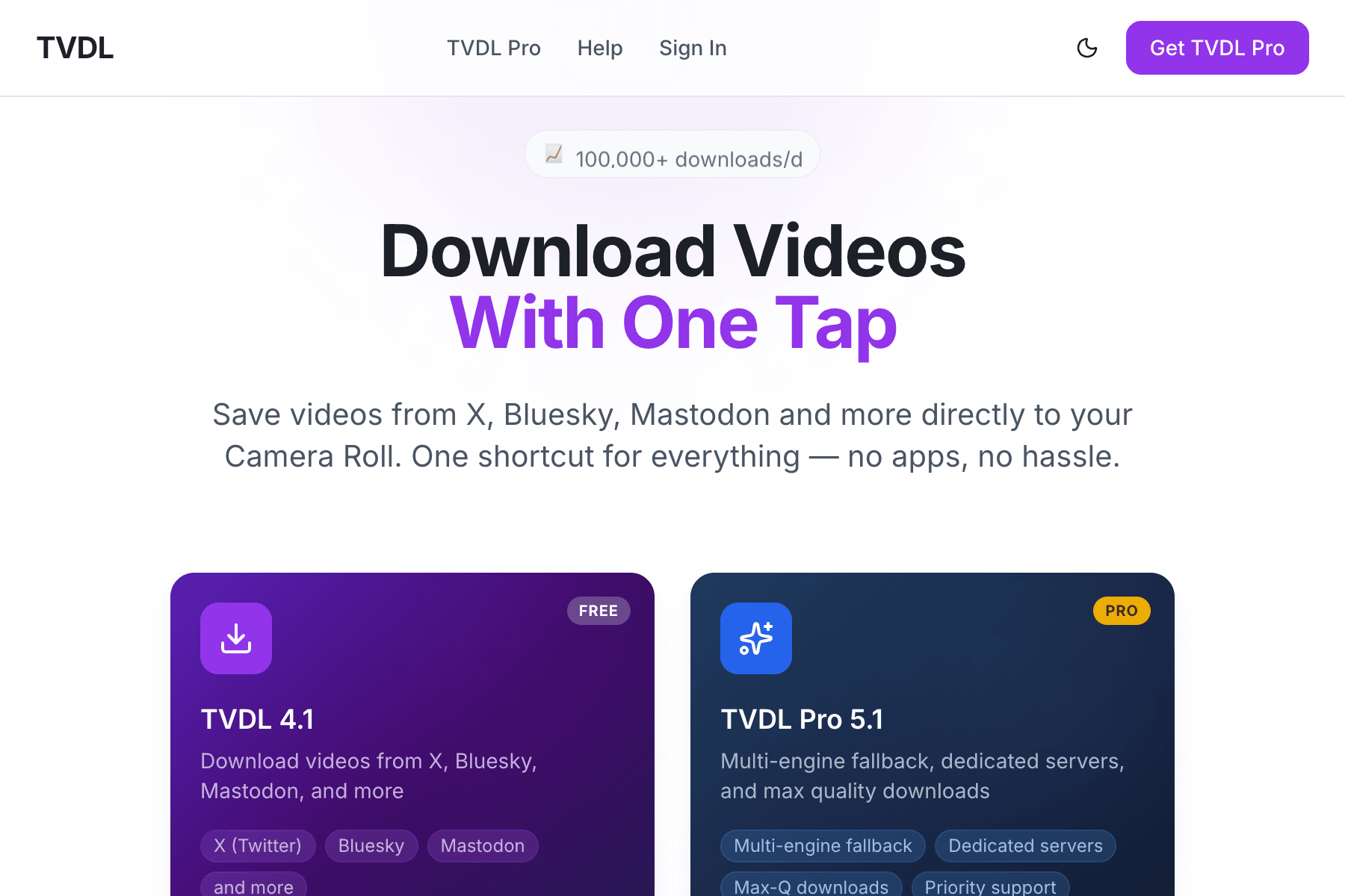 TVDL ショートカットでX（旧Twitter）の動画を保存