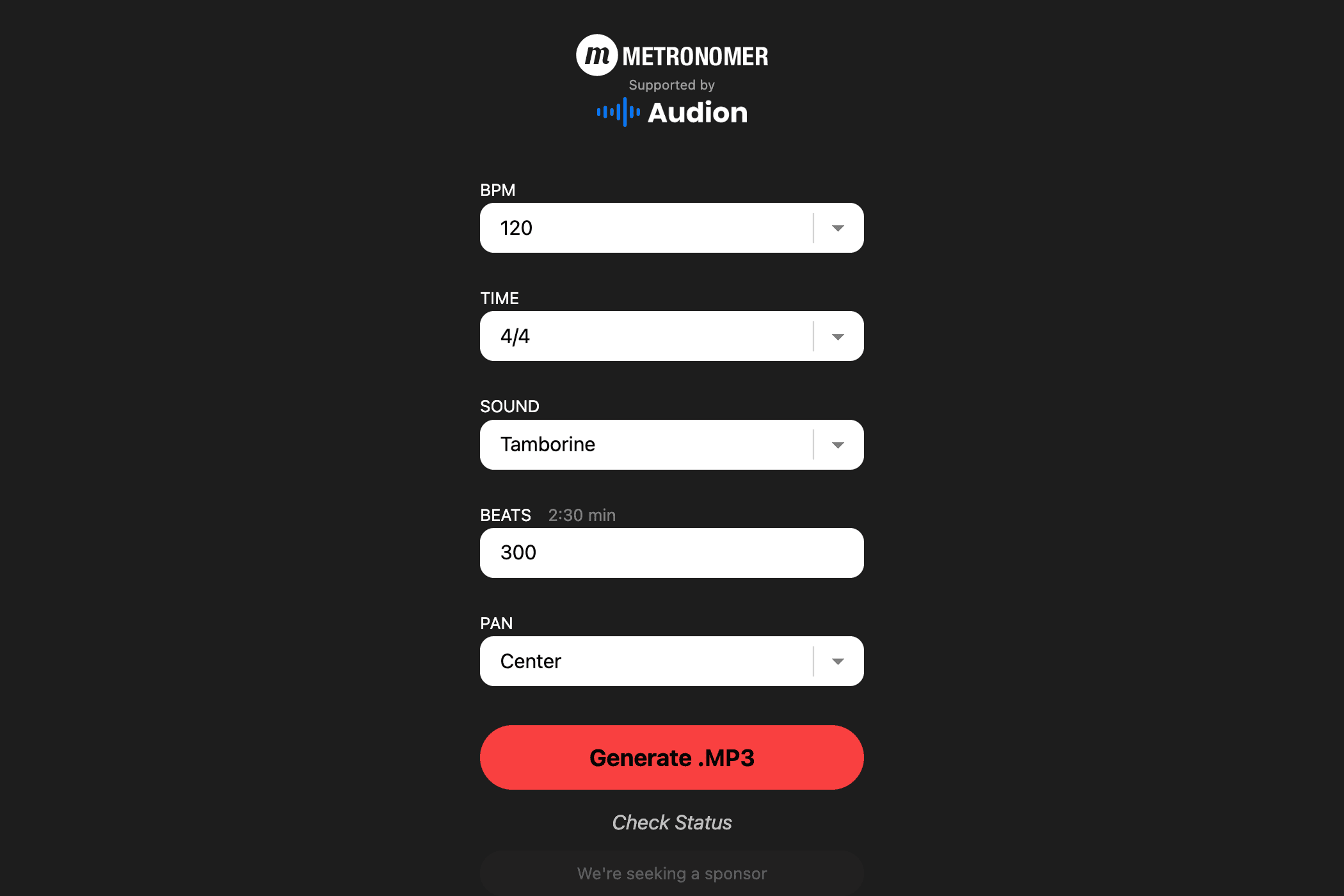 メトロノーム クリック音を MP3 で作成・ダウンロード