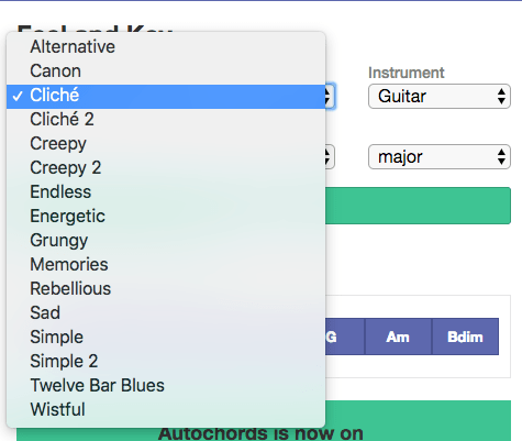 曲の雰囲気を選択