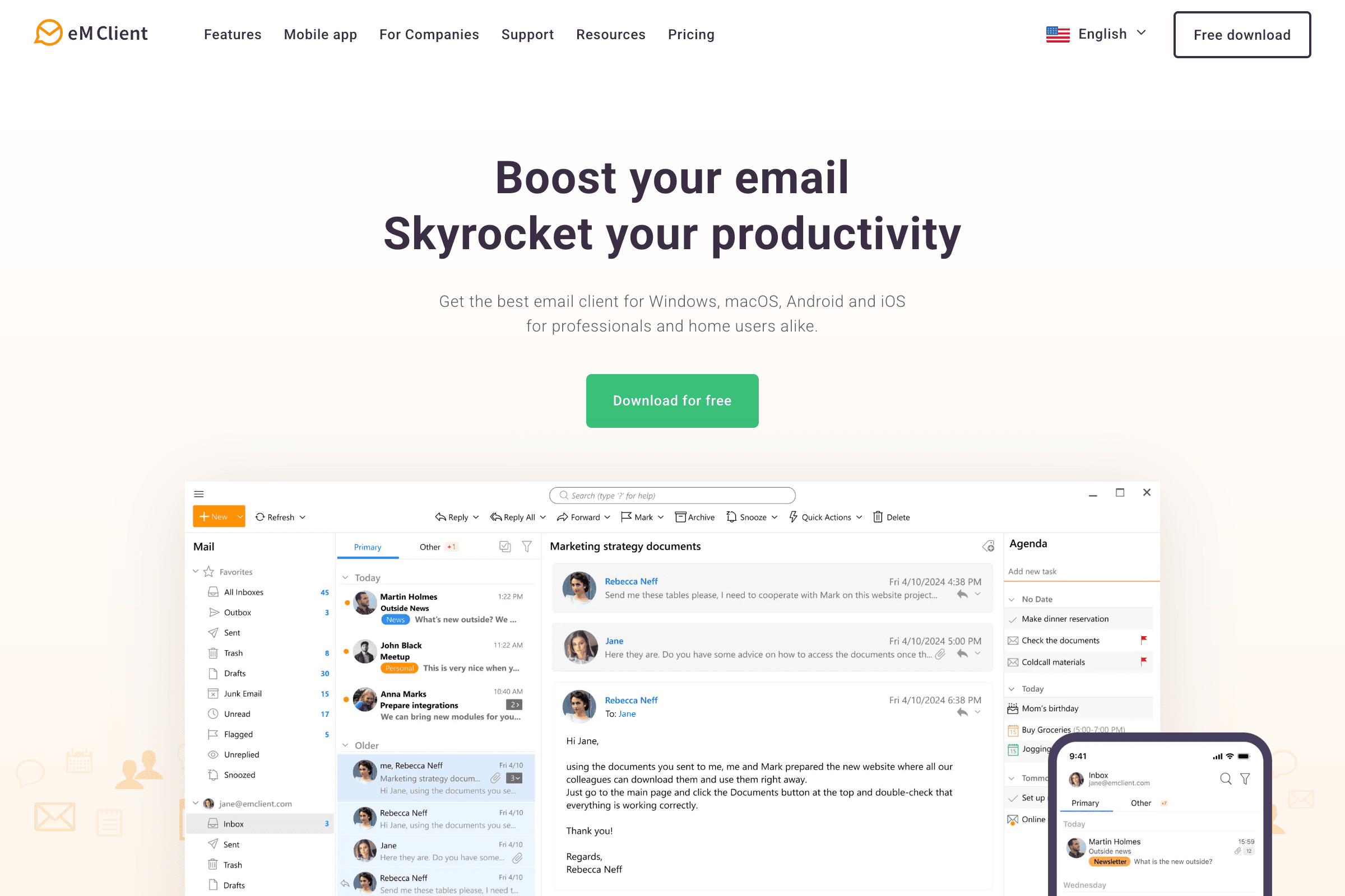 email app for Windows : eM Client