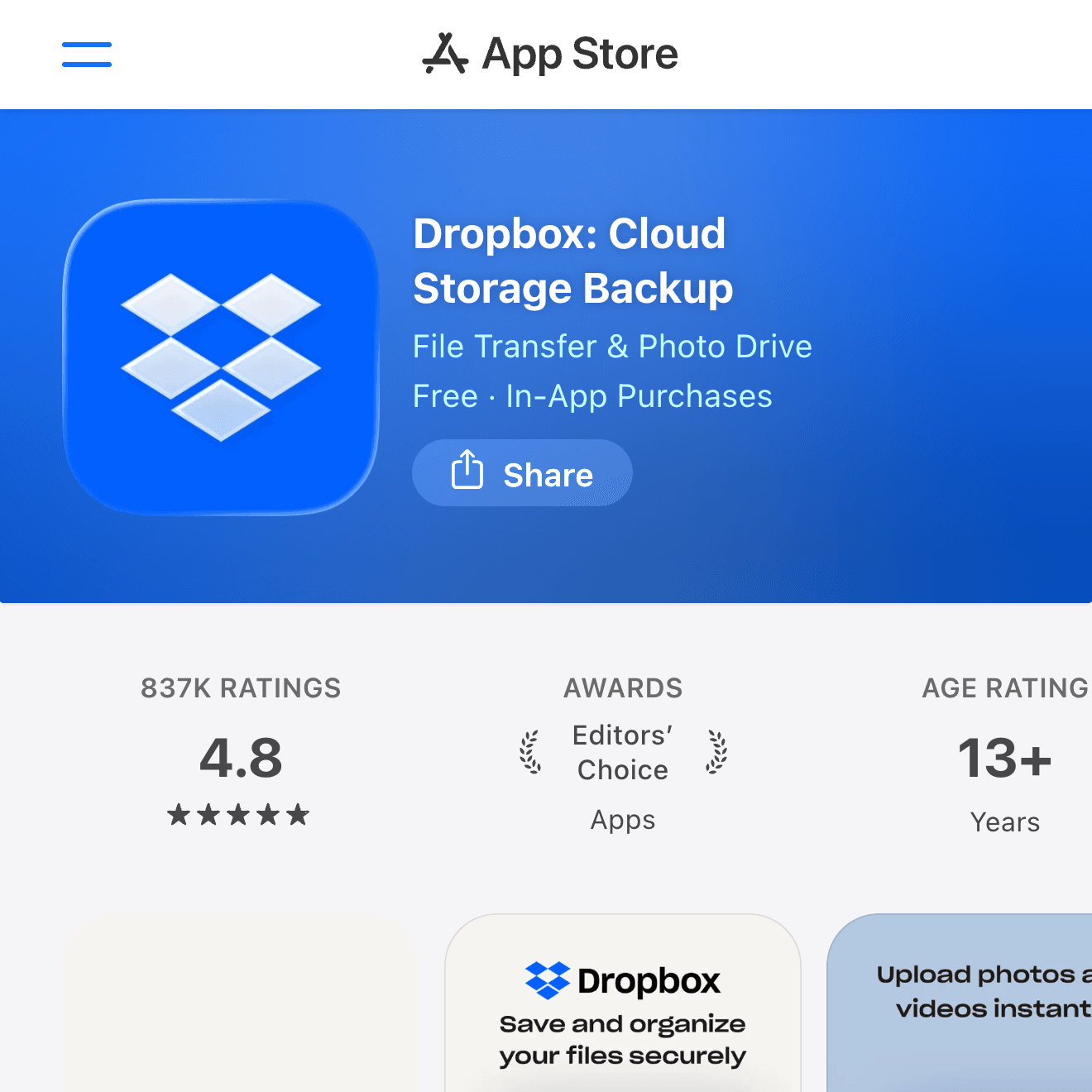 Dropbox on the App Store