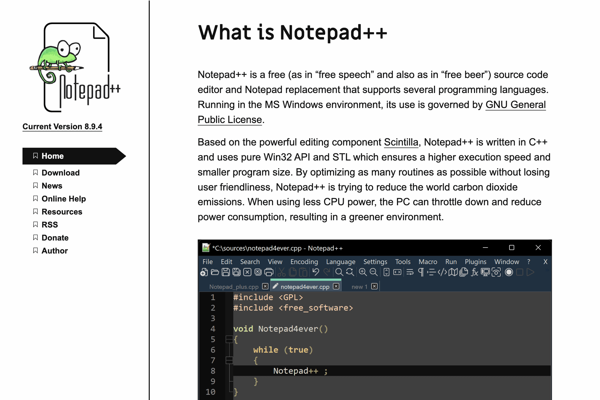 Notepad++公式サイト