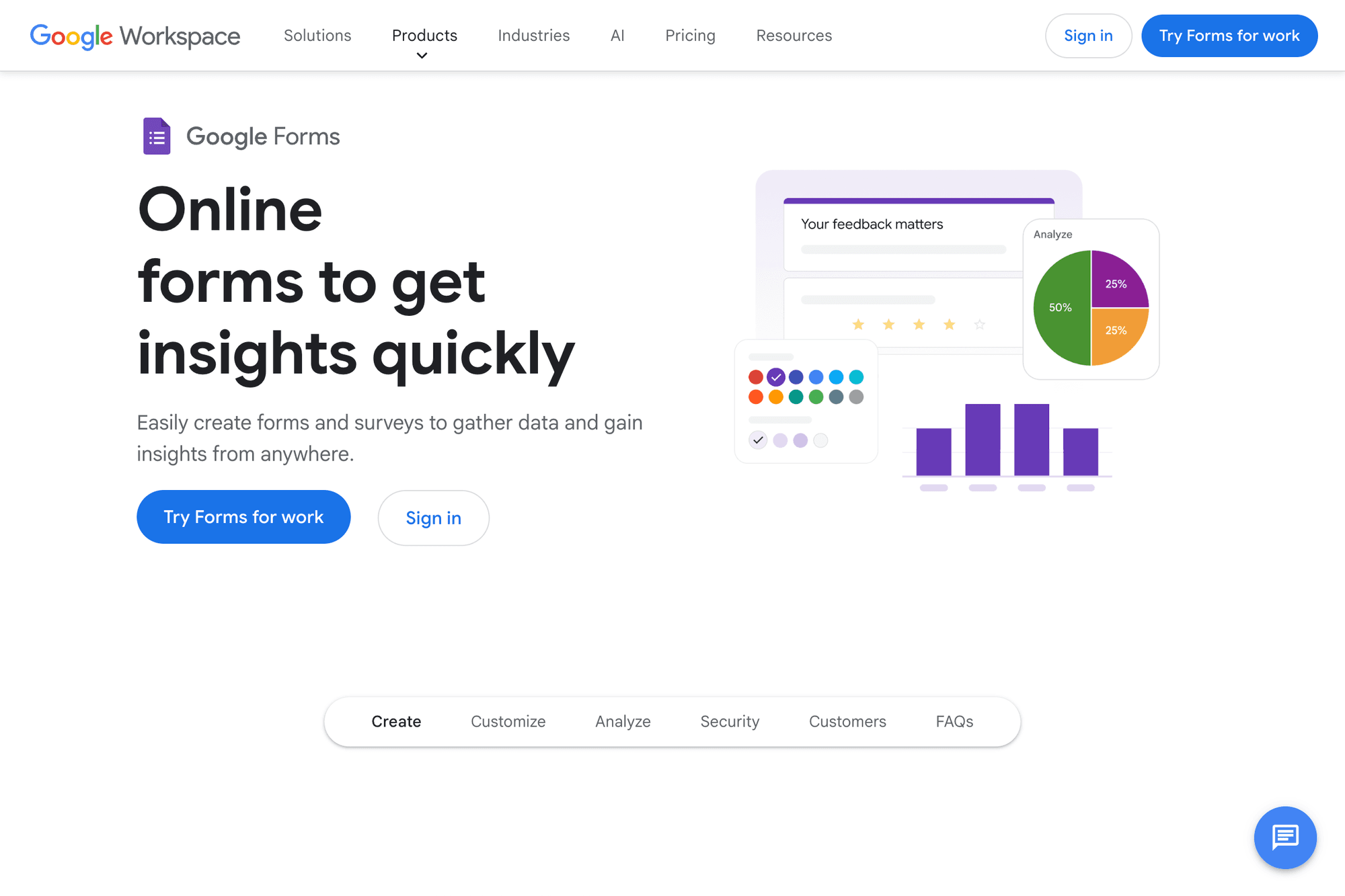 Google Forms official page
