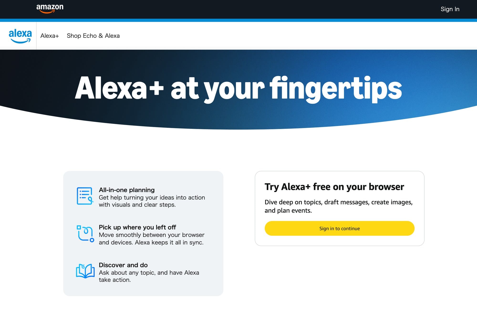 Alexa web official page screenshot