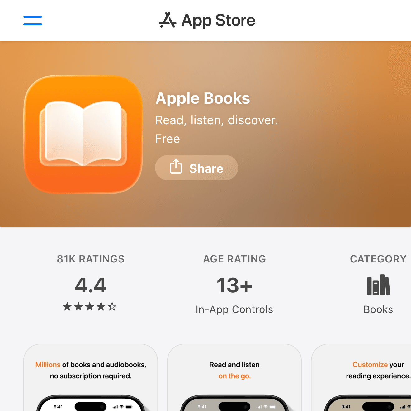 Apple Books App Store screenshot