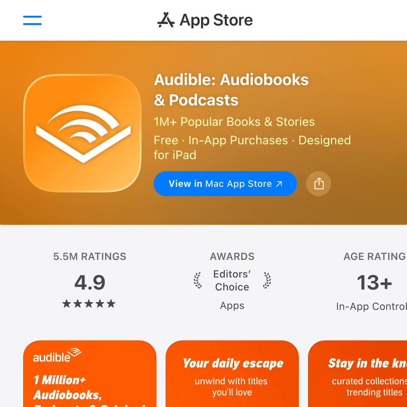Audible App Store screenshot