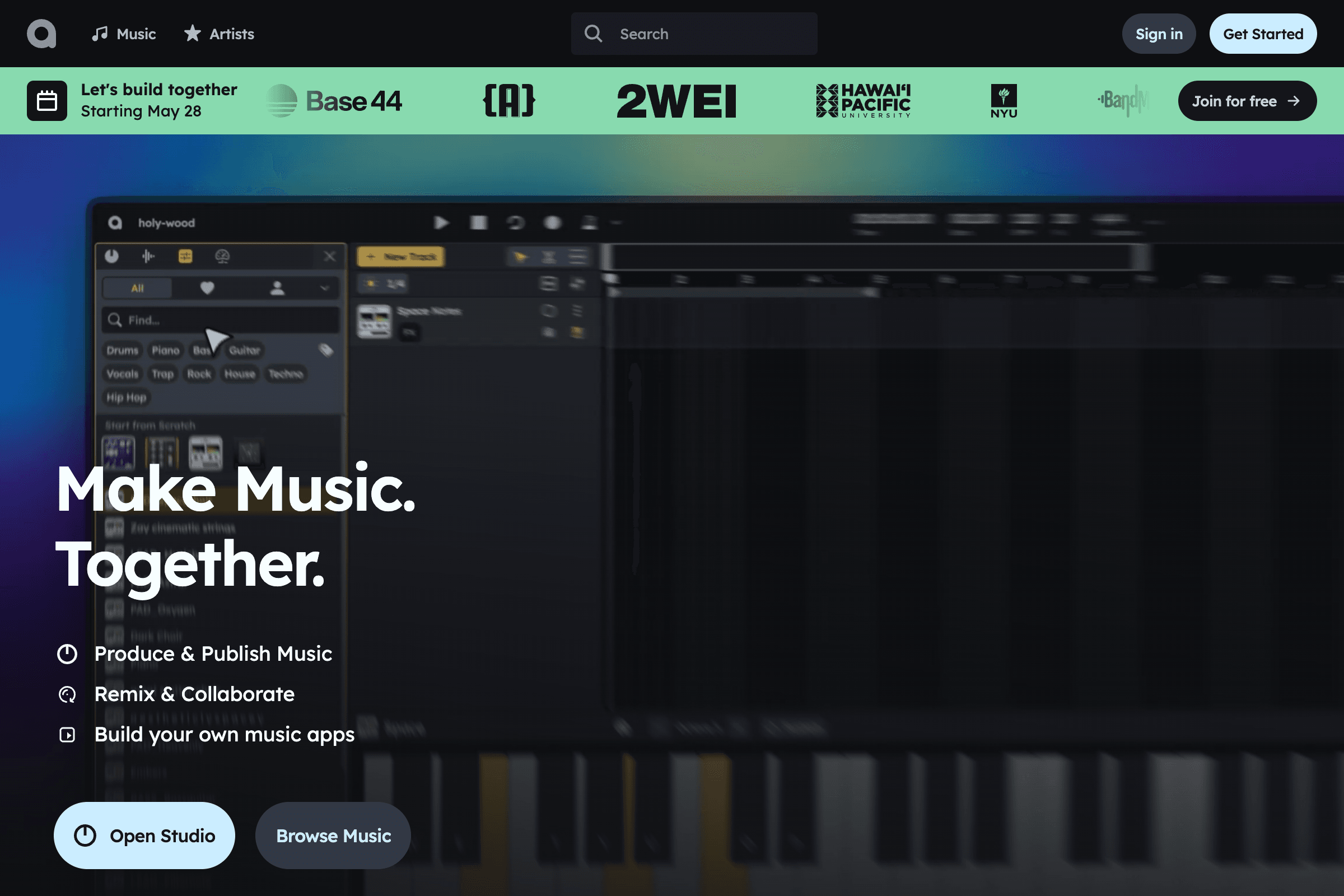 Audiotool公式サイトのスクリーンショット
