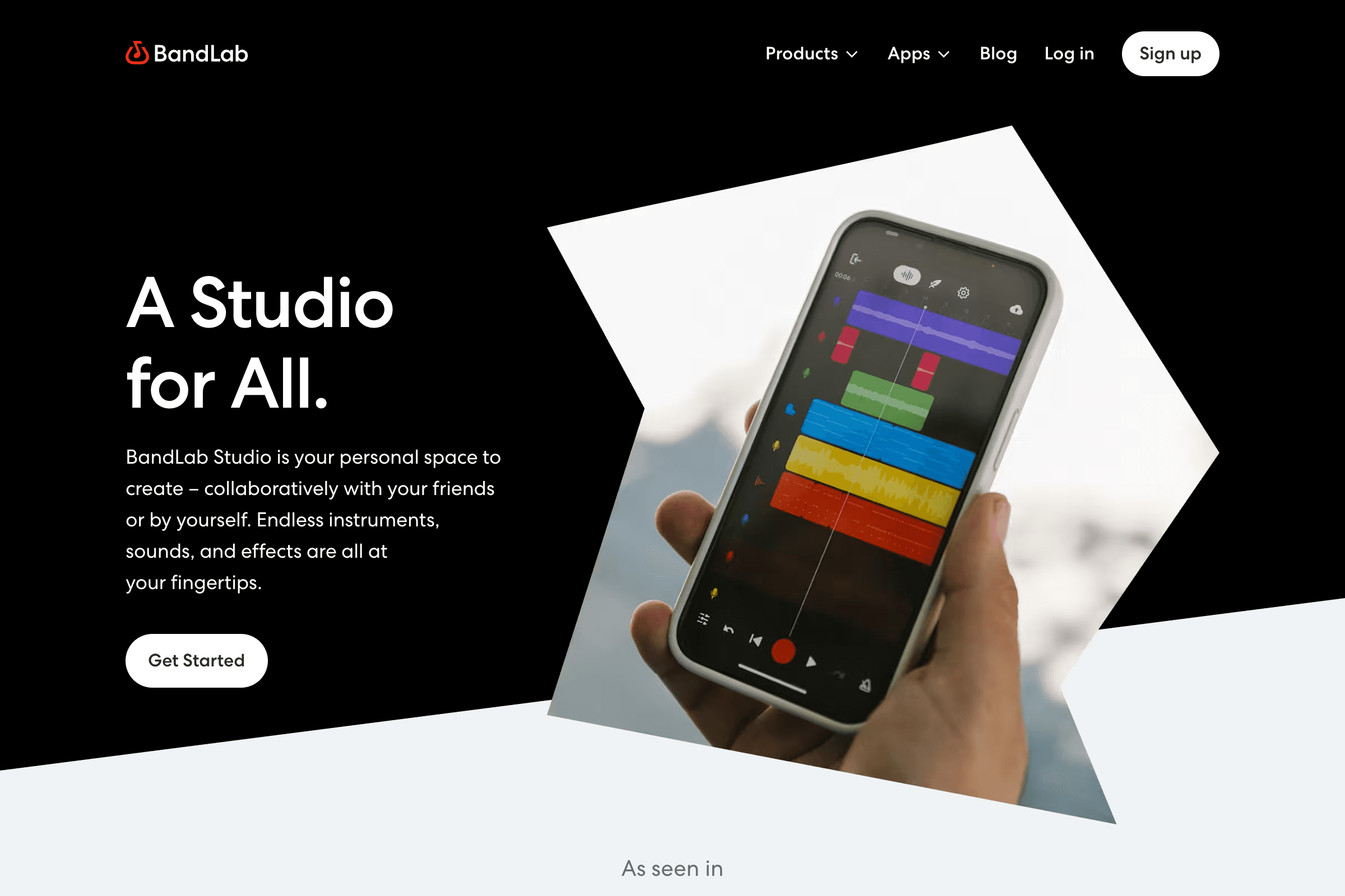 BandLab Studio公式サイトのスクリーンショット