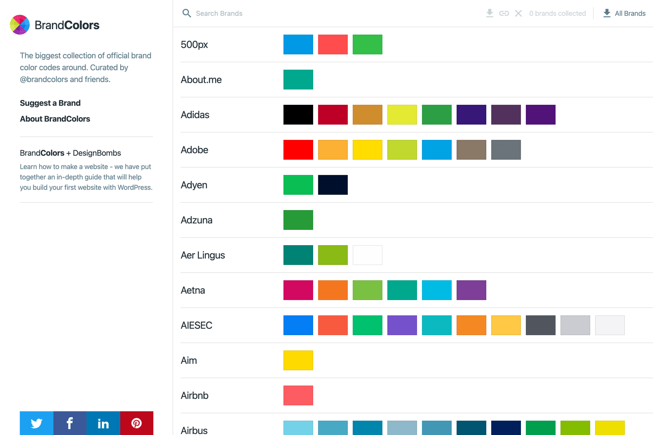 BrandColorsのブランドカラー一覧