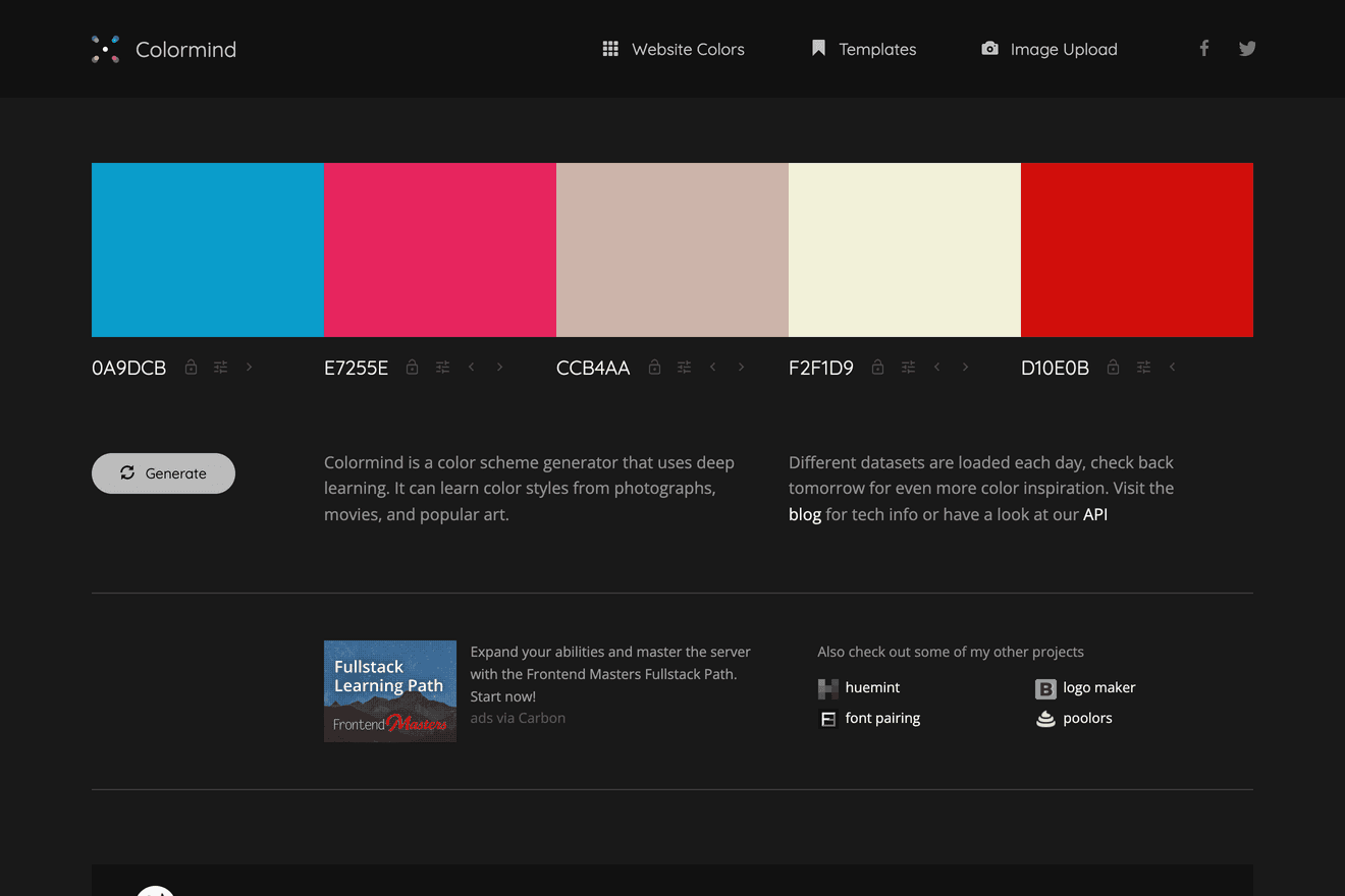 Colormindの配色ジェネレーター