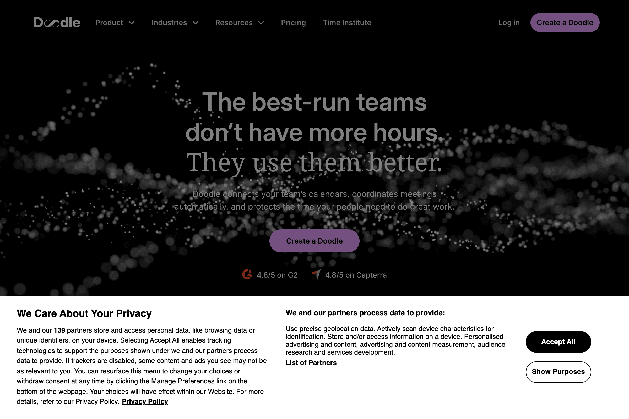 Doodle official website screenshot