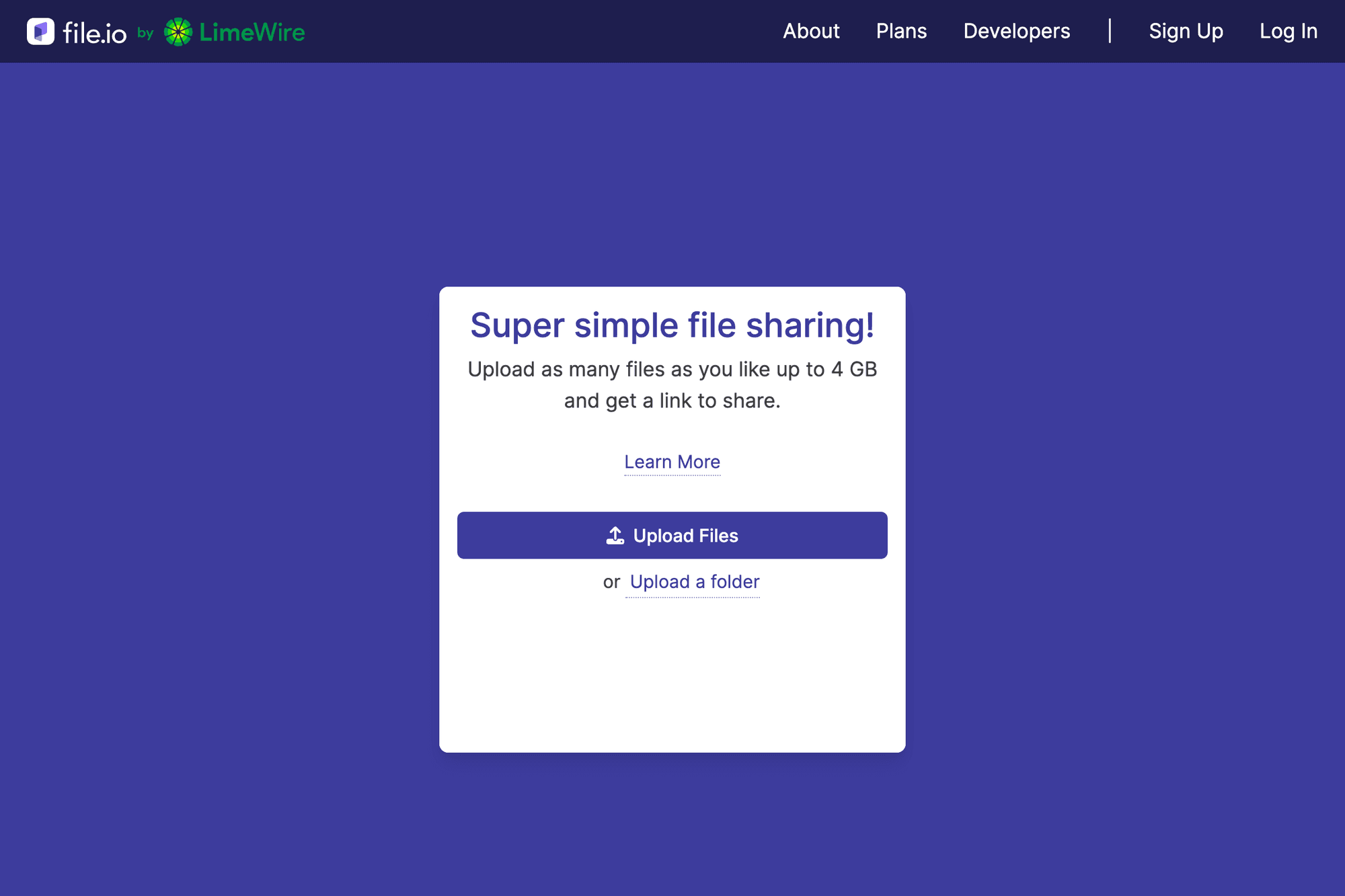 file.io official website screenshot