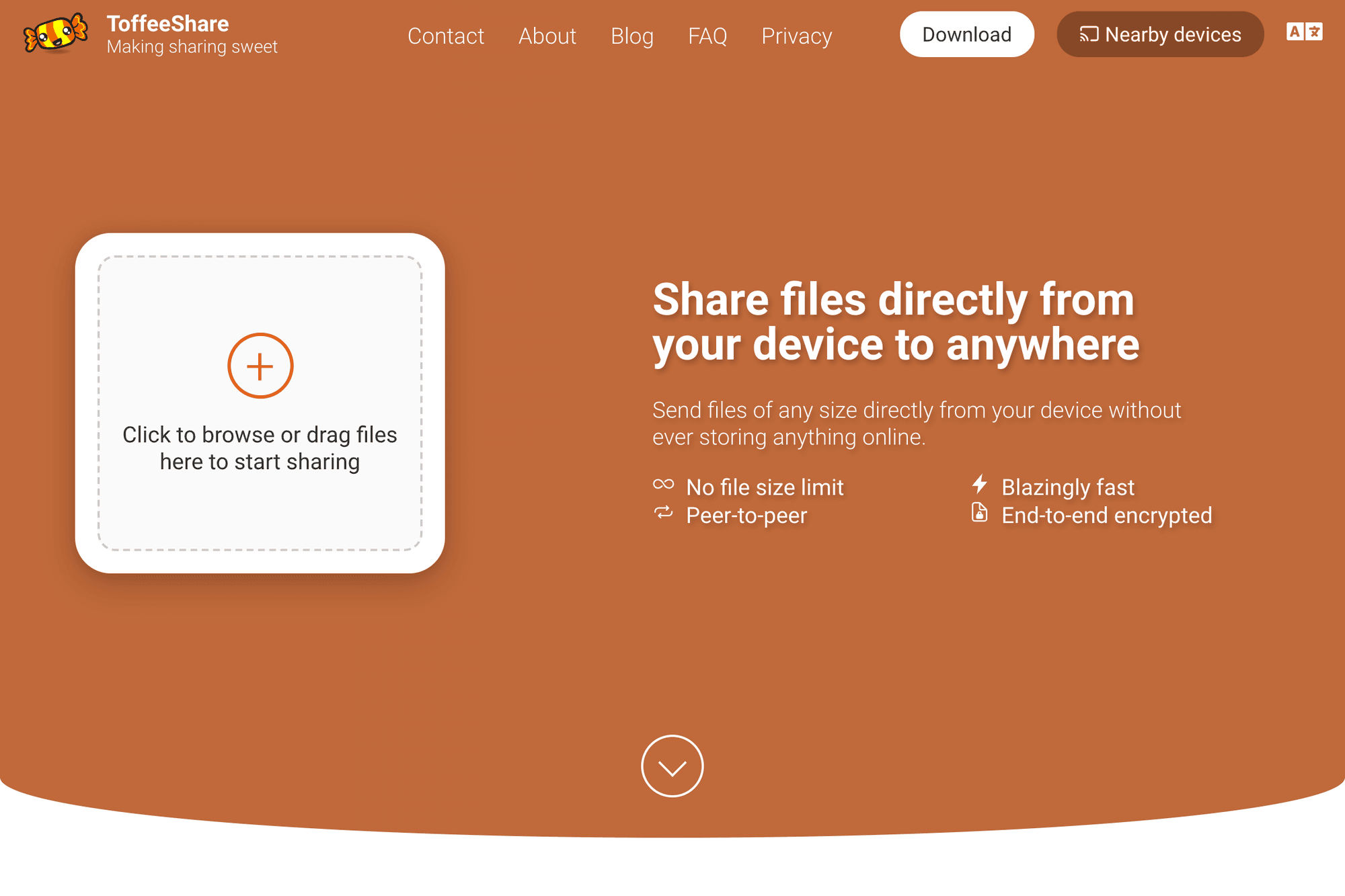 ToffeeShare official website screenshot