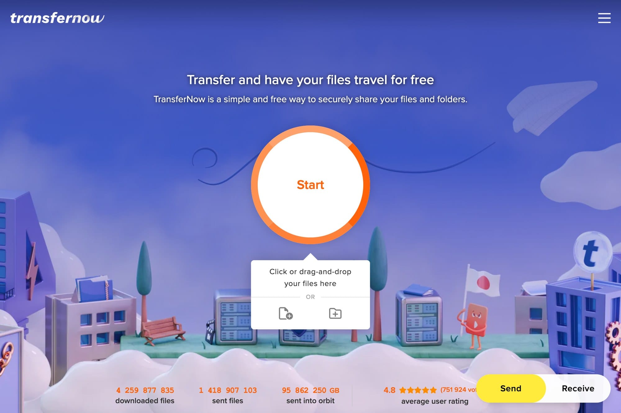 TransferNow official website screenshot