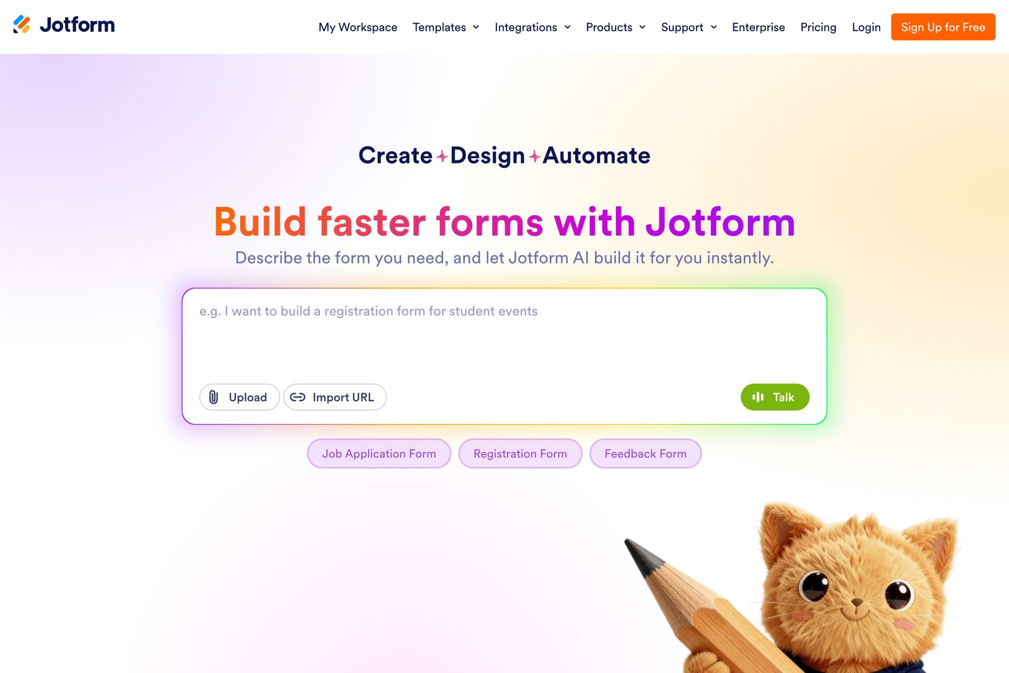 Jotform official website screenshot