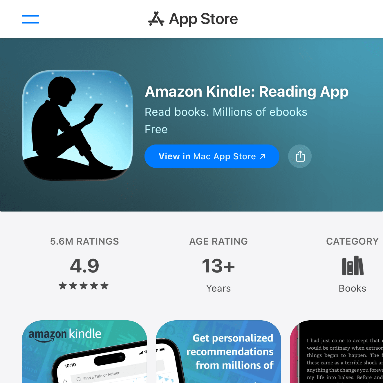 Kindle App Store screenshot