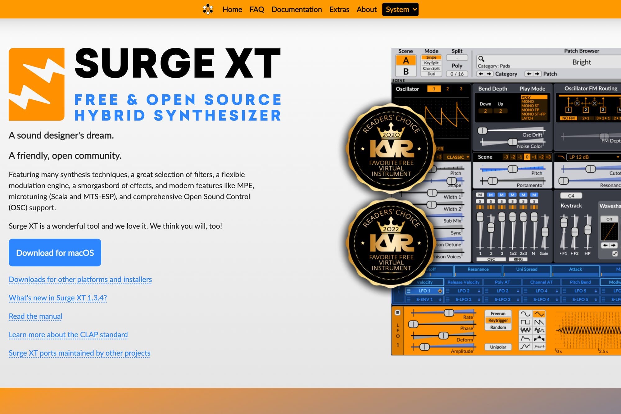 Surge XT公式サイトのスクリーンショット