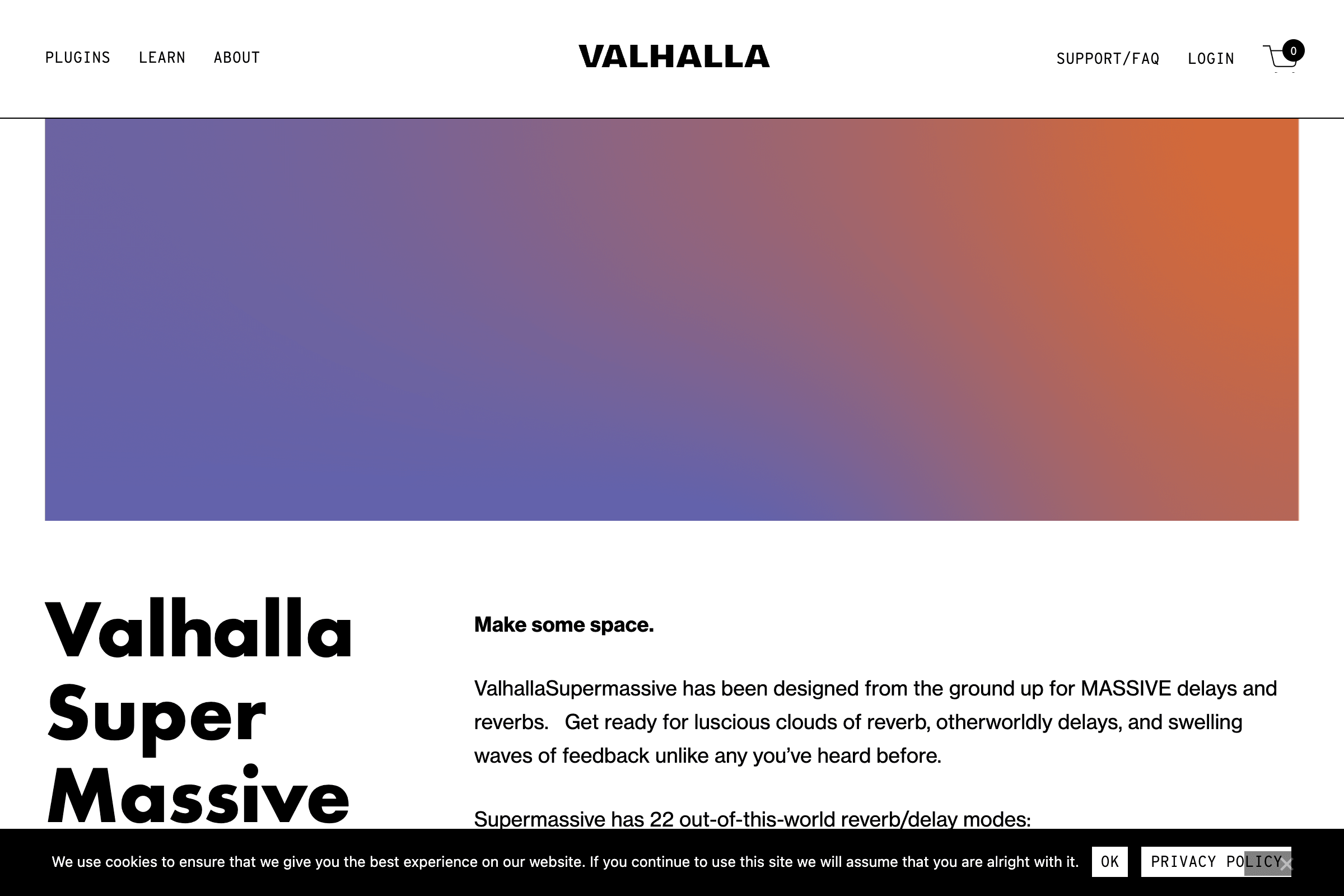 Valhalla Supermassive公式サイトのスクリーンショット